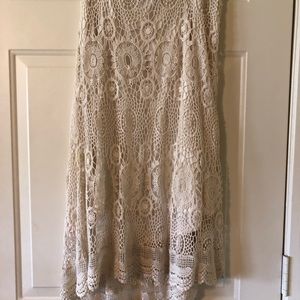 Pretty Cato Beige Lace Hi Low Skirt Midi in Size Large